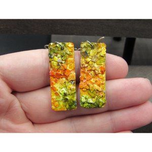 Sterling Silver Multicolored Painted Handmade Earrings Vintage Wedding